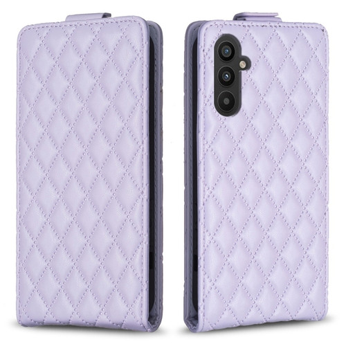 Samsung Galaxy A25 5G Diamond Lattice Vertical Flip Leather Phone Case - Purple