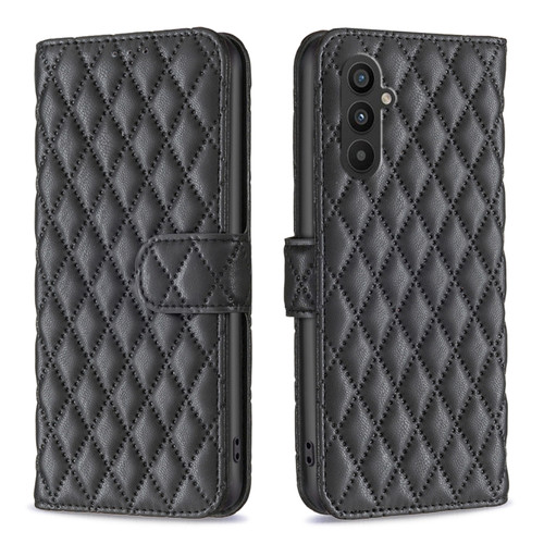 Samsung Galaxy A25 5G Diamond Lattice Wallet Flip Leather Phone Case - Black