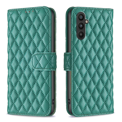 Samsung Galaxy A25 5G Diamond Lattice Wallet Flip Leather Phone Case - Green