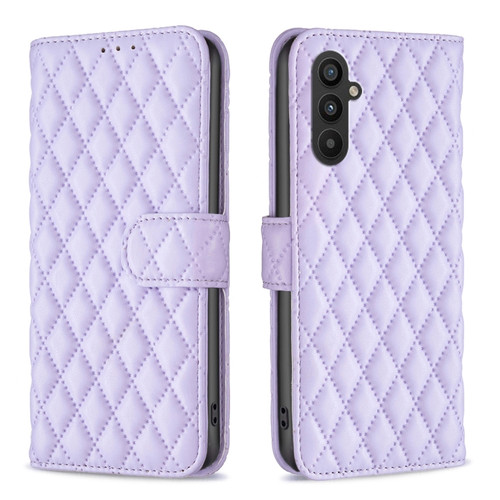 Samsung Galaxy A25 5G Diamond Lattice Wallet Flip Leather Phone Case - Purple
