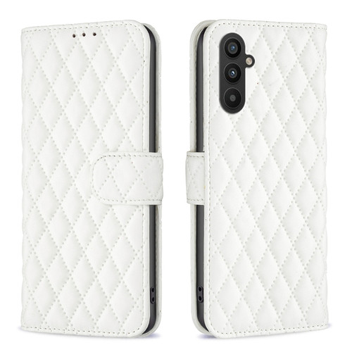 Samsung Galaxy A25 5G Diamond Lattice Wallet Flip Leather Phone Case - White