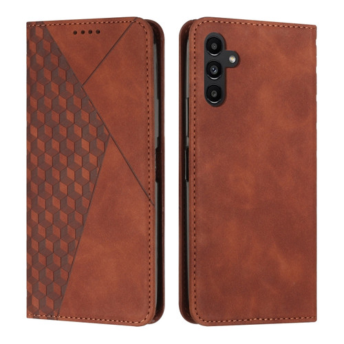 Samsung Galaxy A25 5G Diamond Splicing Skin Feel Magnetic Leather Phone Case - Brown