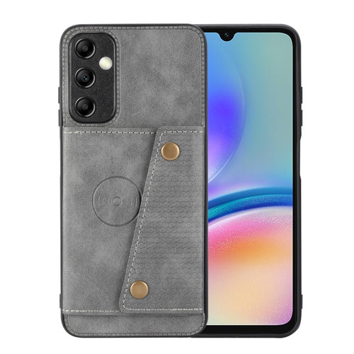 Samsung Galaxy A25 5G Double Buckle Card Slots Magnetic Phone Case - Grey