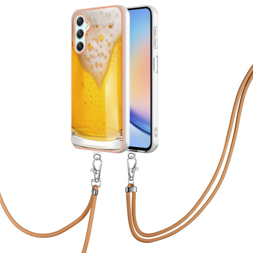 Samsung Galaxy A25 5G Electroplating Dual-side IMD Phone Case with Lanyard - Draft Beer
