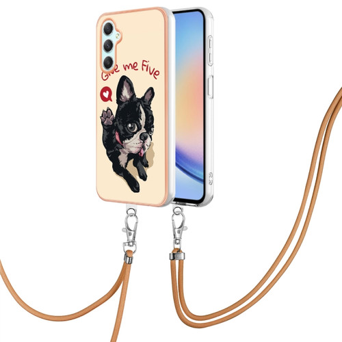 Samsung Galaxy A25 5G Electroplating Dual-side IMD Phone Case with Lanyard - Lucky Dog