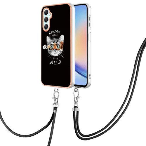 Samsung Galaxy A25 5G Electroplating Dual-side IMD Phone Case with Lanyard - Natural Growth