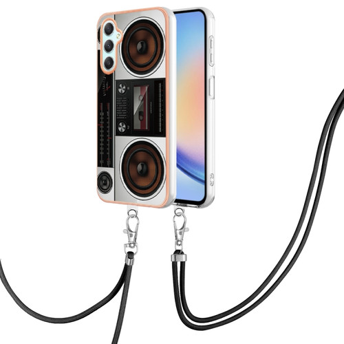 Samsung Galaxy A25 5G Electroplating Dual-side IMD Phone Case with Lanyard - Retro Radio