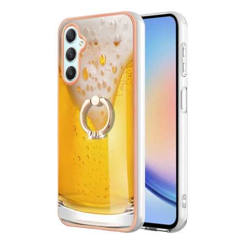 Samsung Galaxy A25 5G Electroplating Dual-side IMD Phone Case with Ring Holder - Draft Beer