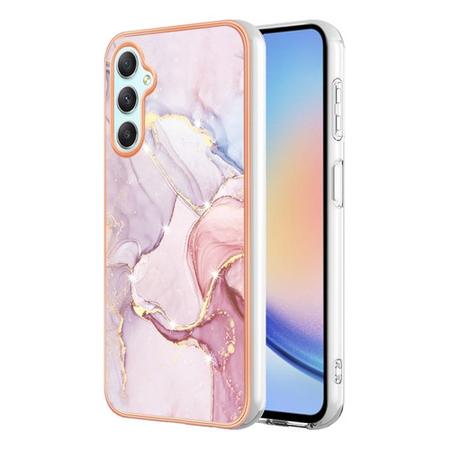 Samsung Galaxy A25 5G Electroplating Marble Dual-side IMD Phone Case - Rose Gold 005