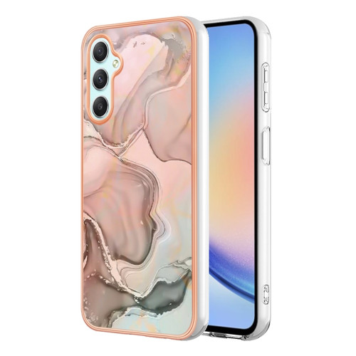 Samsung Galaxy A25 5G Electroplating Marble Dual-side IMD Phone Case - Rose Gold 015