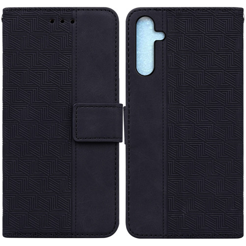 Samsung Galaxy A25 5G Geometric Embossed Leather Phone Case - Black