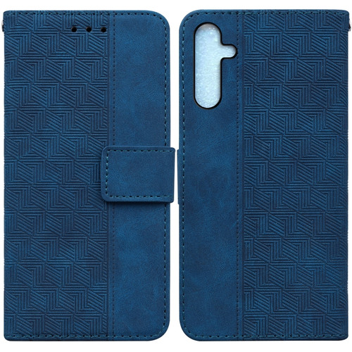 Samsung Galaxy A25 5G Geometric Embossed Leather Phone Case - Blue
