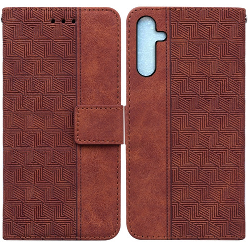 Samsung Galaxy A25 5G Geometric Embossed Leather Phone Case - Brown