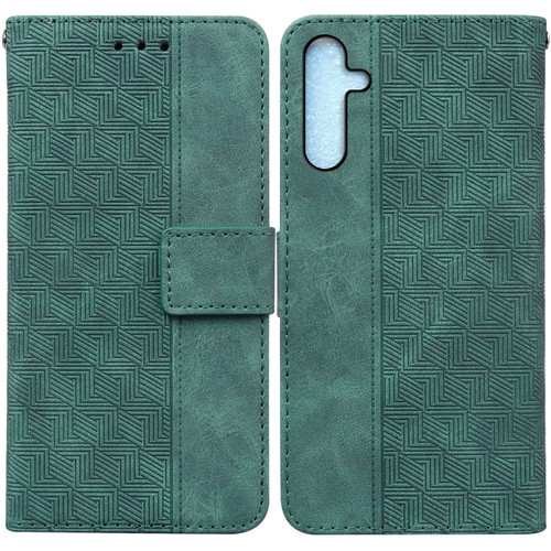 Samsung Galaxy A25 5G Geometric Embossed Leather Phone Case - Green