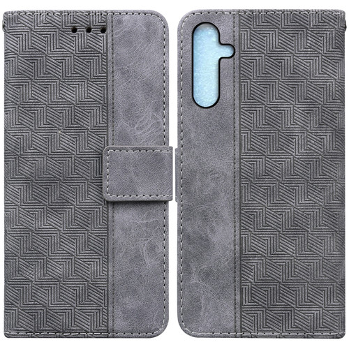 Samsung Galaxy A25 5G Geometric Embossed Leather Phone Case - Grey