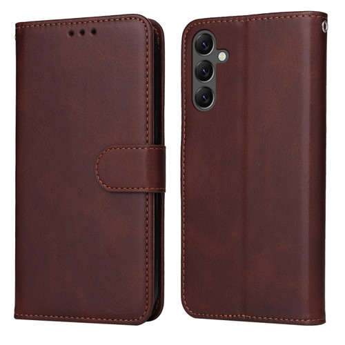 Samsung Galaxy A25 5G Global Classic Calf Texture Flip Leather Phone Case - Brown