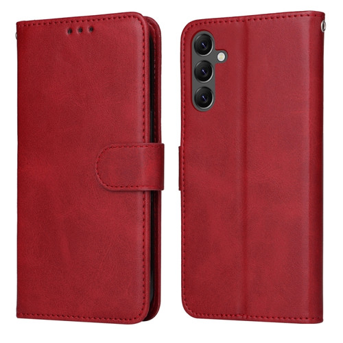 Samsung Galaxy A25 5G Global Classic Calf Texture Flip Leather Phone Case - Red
