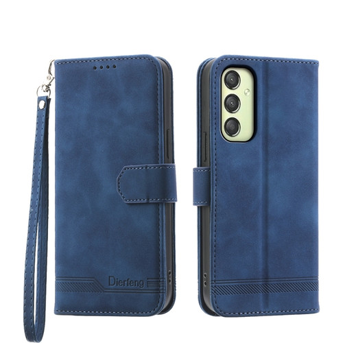 Samsung Galaxy A25 5G Global Dierfeng Dream Line TPU + PU Leather Phone Case - Blue