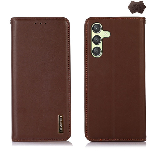 Samsung Galaxy A25 5G Global KHAZNEH Nappa Top Layer Cowhide Leather Phone Case - Brown