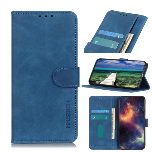 Samsung Galaxy A25 5G Global KHAZNEH Retro Texture Horizontal Flip Leather Phone Case - Blue