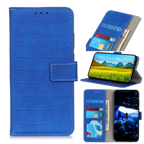 Samsung Galaxy A25 5G Global Magnetic Crocodile Texture Leather Phone Case - Blue