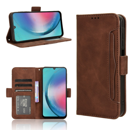 Samsung Galaxy A25 5G Global Skin Feel Calf Texture Card Slots Leather Phone Case - Brown