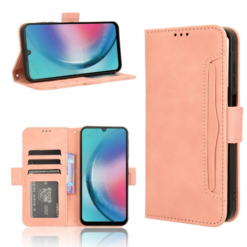 Samsung Galaxy A25 5G Global Skin Feel Calf Texture Card Slots Leather Phone Case - Pink