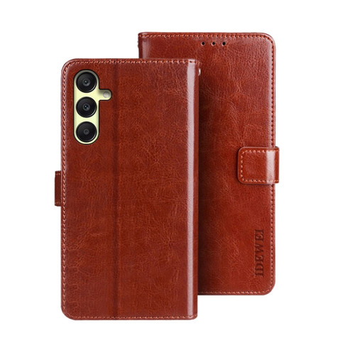 Samsung Galaxy A25 5G idewei Crazy Horse Texture Leather Phone Case - Brown