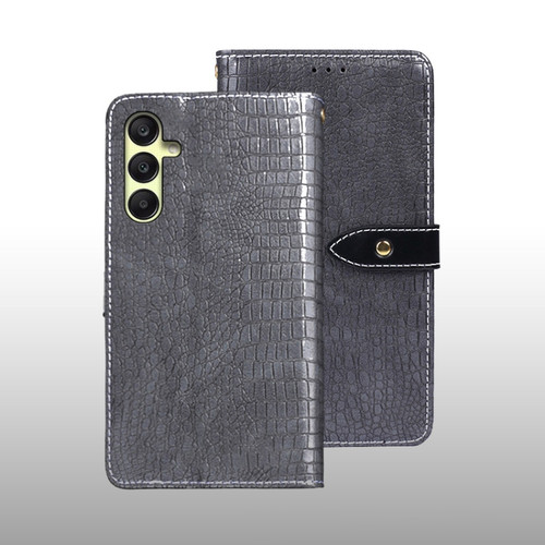 Samsung Galaxy A25 5G idewei Crocodile Texture Leather Phone Case - Grey