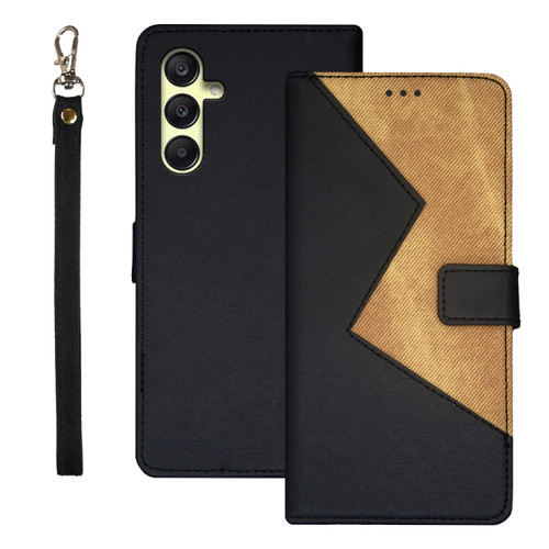 Samsung Galaxy A25 5G idewei Two-color Splicing Leather Phone Case - Black