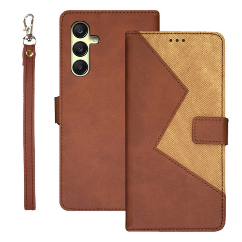 Samsung Galaxy A25 5G idewei Two-color Splicing Leather Phone Case - Brown