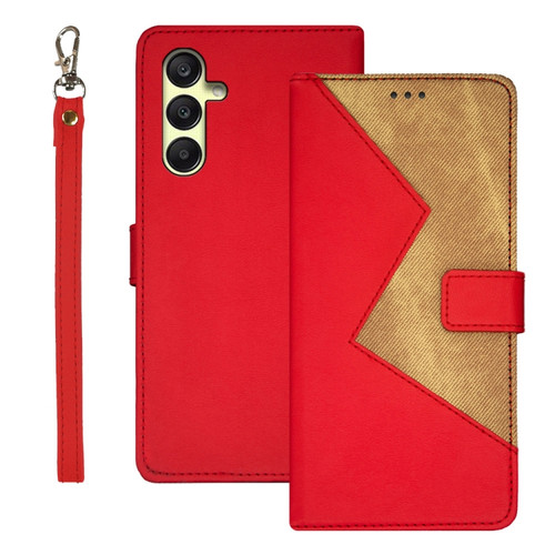 Samsung Galaxy A25 5G idewei Two-color Splicing Leather Phone Case - Red