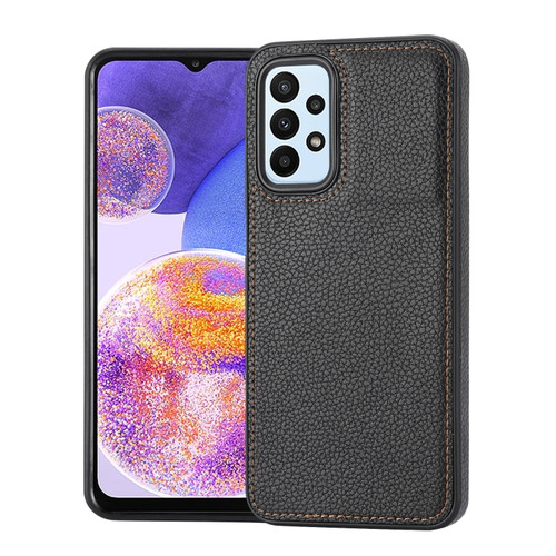 Samsung Galaxy A25 5G Litchi Pattern Stitched Side-mounted Phone Case - Black