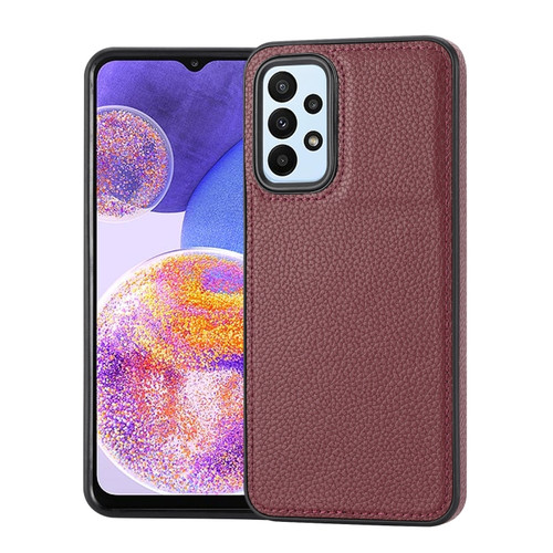 Samsung Galaxy A25 5G Litchi Pattern Stitched Side-mounted Phone Case - Dark Red