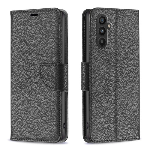 Samsung Galaxy A25 5G Litchi Texture Pure Color Flip Leather Phone Case - Black