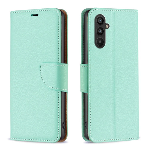 Samsung Galaxy A25 5G Litchi Texture Pure Color Flip Leather Phone Case - Green