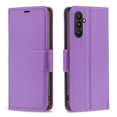 Samsung Galaxy A25 5G Litchi Texture Pure Color Flip Leather Phone Case - Purple