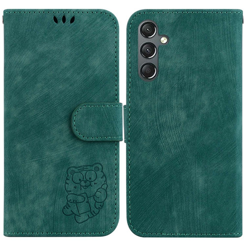 Samsung Galaxy A25 5G Little Tiger Embossed Leather Phone Case - Green