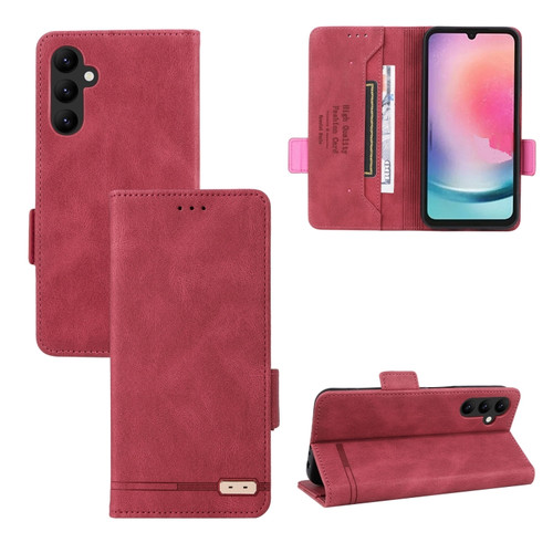 Samsung Galaxy A25 5G Magnetic Clasp Leather Phone Case - Red