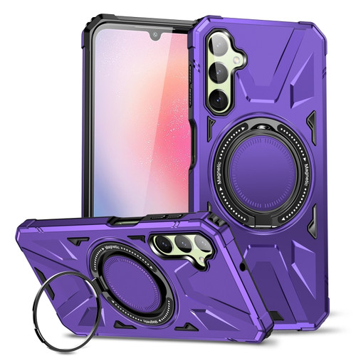 Samsung Galaxy A25 5G MagSafe Magnetic Shockproof Phone Case with Ring Holder - Purple