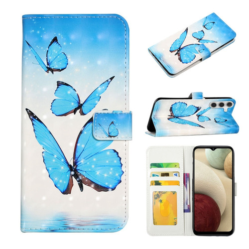 Samsung Galaxy A25 5G Oil Embossed 3D Drawing Leather Phone Case - 3 Butterflies