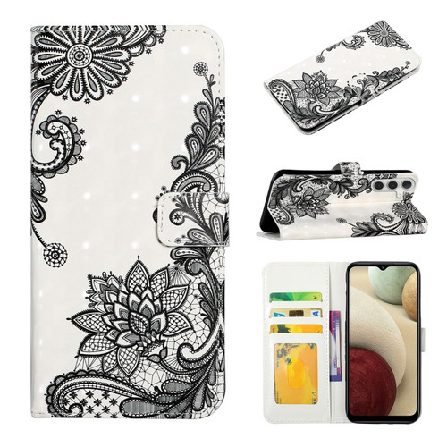Samsung Galaxy A25 5G Oil Embossed 3D Drawing Leather Phone Case - Lace Flower