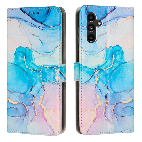 Samsung Galaxy A25 5G Painted Marble Pattern Leather Phone Case - Pink Green