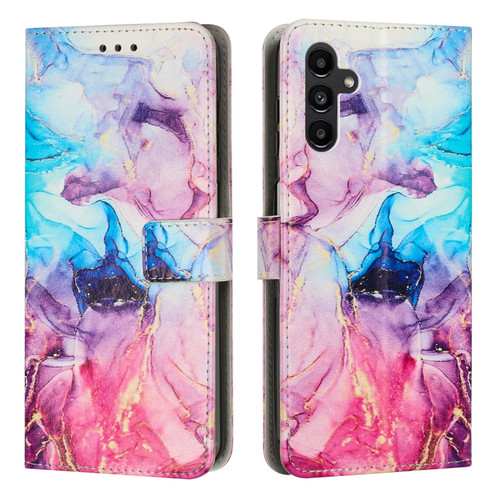 Samsung Galaxy A25 5G Painted Marble Pattern Leather Phone Case - Pink Purple
