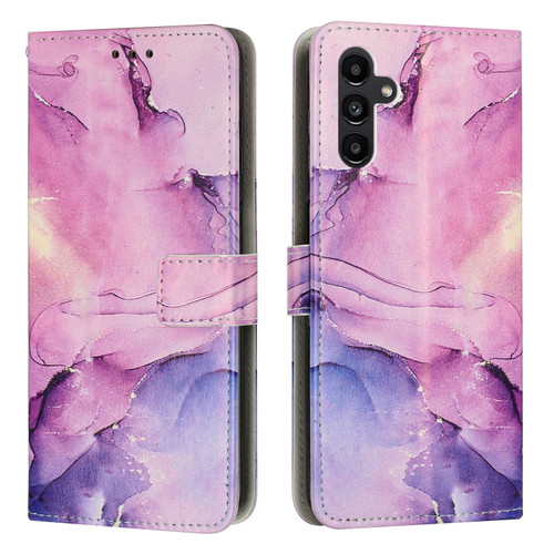 Samsung Galaxy A25 5G Painted Marble Pattern Leather Phone Case - Purple