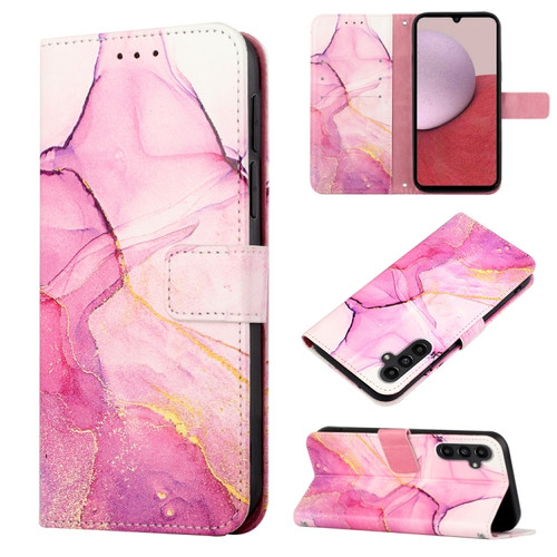 Samsung Galaxy A25 5G PT003 Marble Pattern Flip Leather Phone Case - Pink Purple Gold LS001