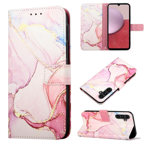 Samsung Galaxy A25 5G PT003 Marble Pattern Flip Leather Phone Case - Rose Gold LS005