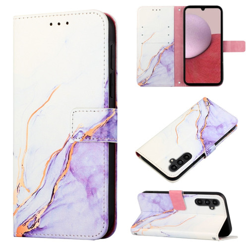 Samsung Galaxy A25 5G PT003 Marble Pattern Flip Leather Phone Case - White Purple LS006