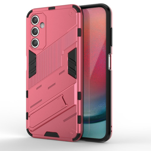Samsung Galaxy A25 5G Punk Armor 2 in 1 PC + TPU Shockproof Phone Case with Invisible Holder - Light Red