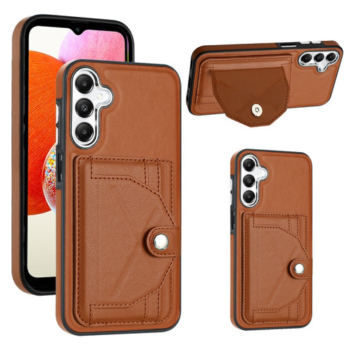 Samsung Galaxy A25 5G Shockproof Leather Phone Case with Card Holder - Brown